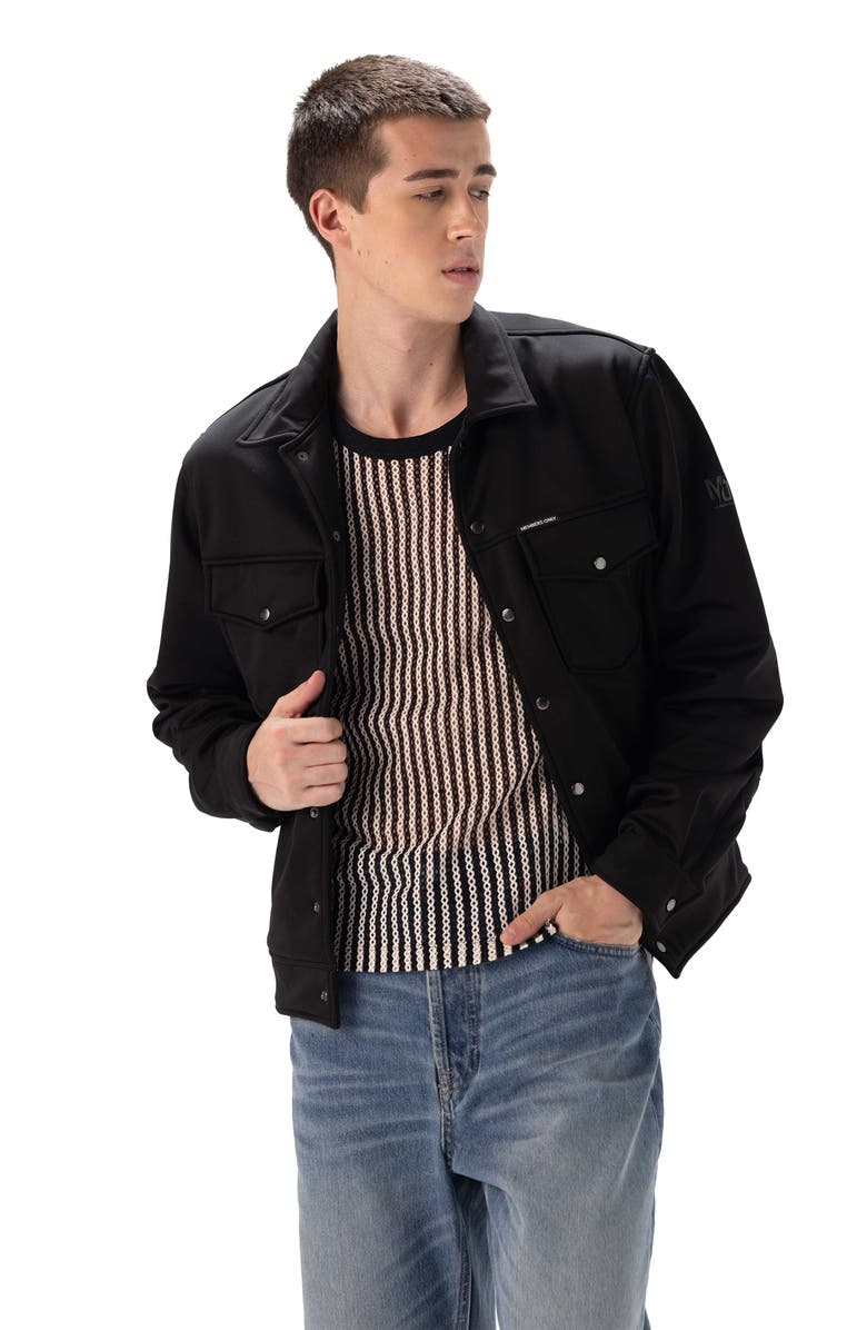 Members Only Men's Soft Shell Shirt Jacket, Alternate, color, Black