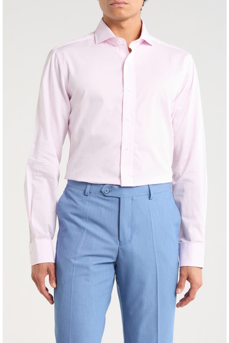 Solid Textured Slim Fit Dress Shirt, Main, color, PINK