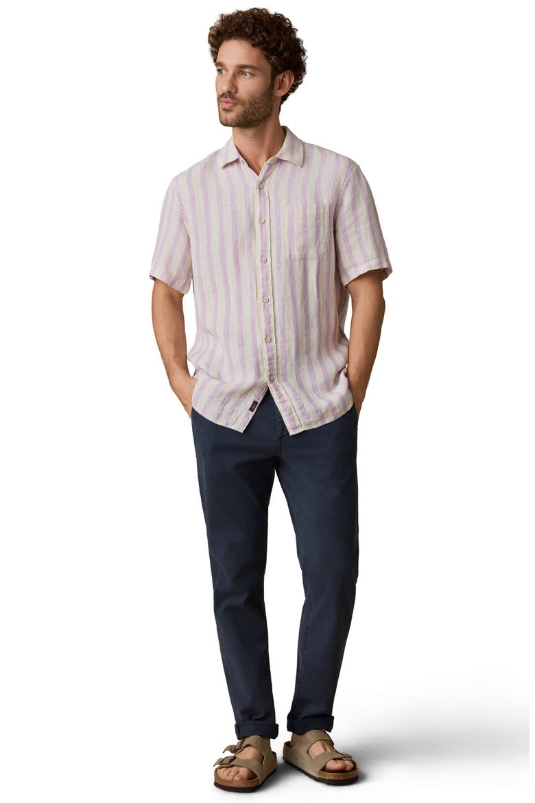 Palma Linen Short Sleeve Button-Up Shirt, Alternate, color, LILAC SHELL STRIPE