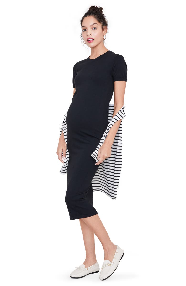 HATCH The Eliza Maternity T-Shirt Dress, Alternate, color, Black Knit