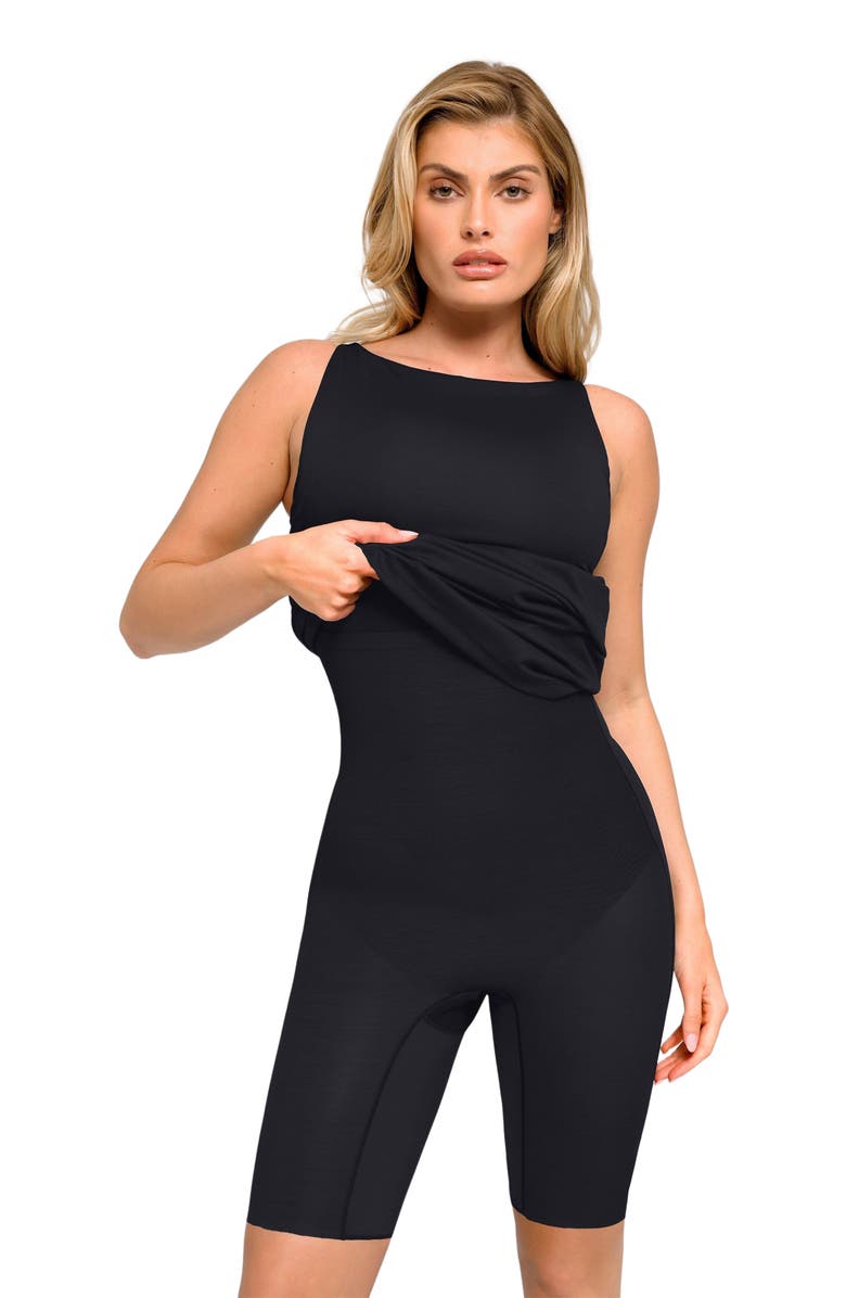 Popilush Shapewear Sleeveless Ruched Tummy Control Midi Work Dress, Alternate, color, 