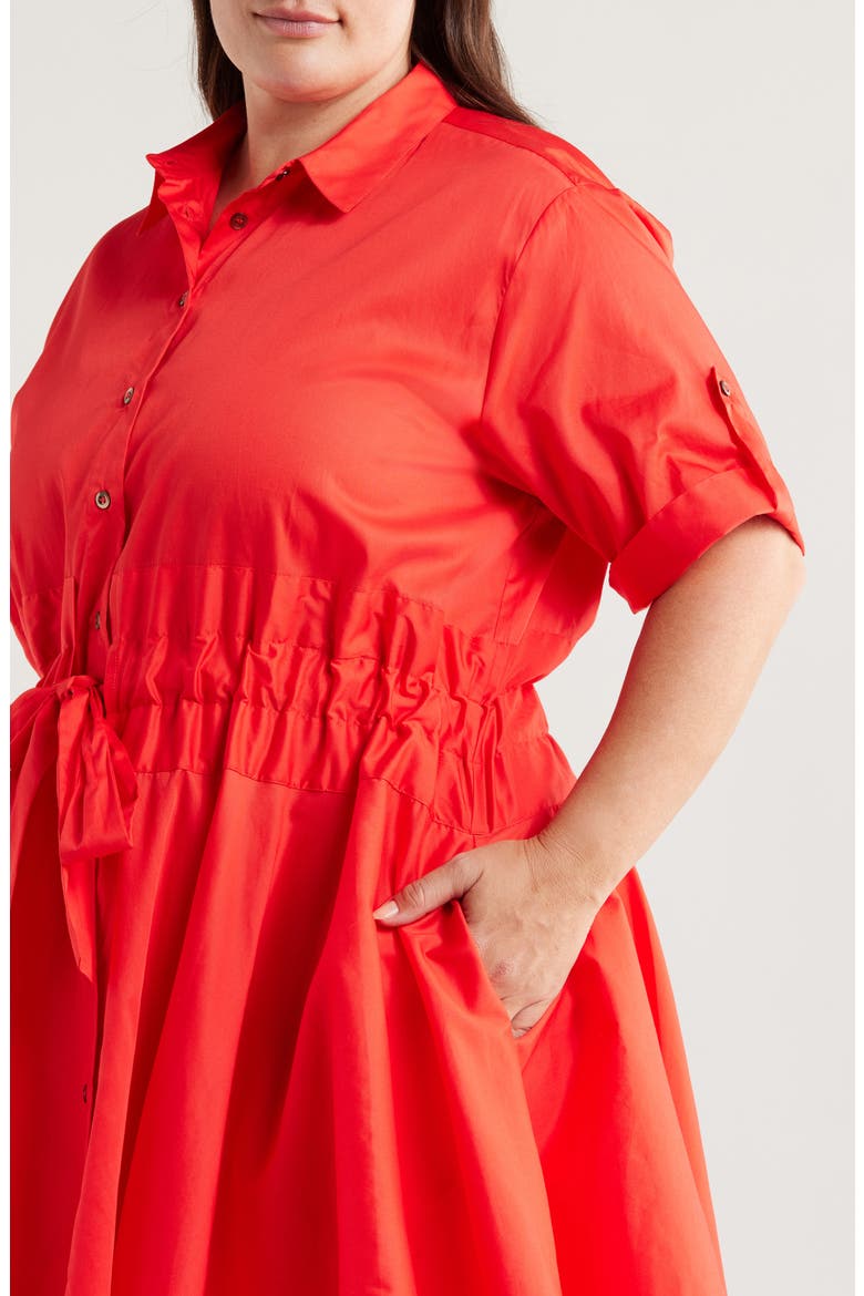 Meadow Tie Waist Shirtdress, Alternate, color, POPPY RED
