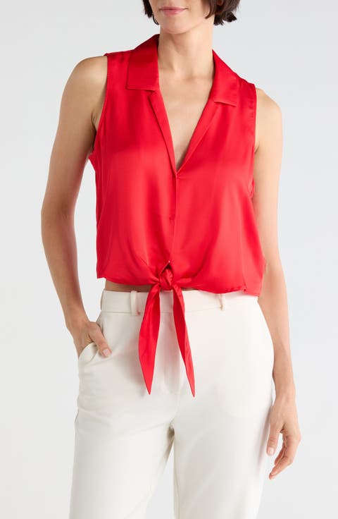 Amos Tie-Front Sleeveless Blouse
