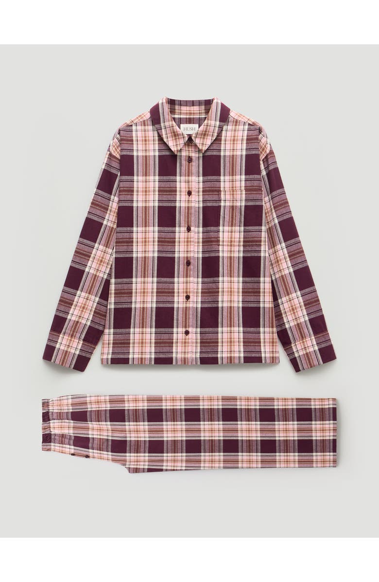 Hush Cotton Check Print Pajamas, Alternate, color, Burgundy Red