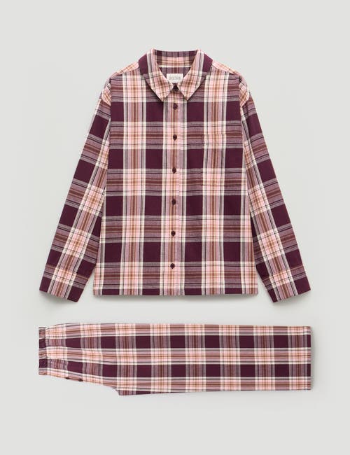 Hush Cotton Check Print Pajamas In Pink