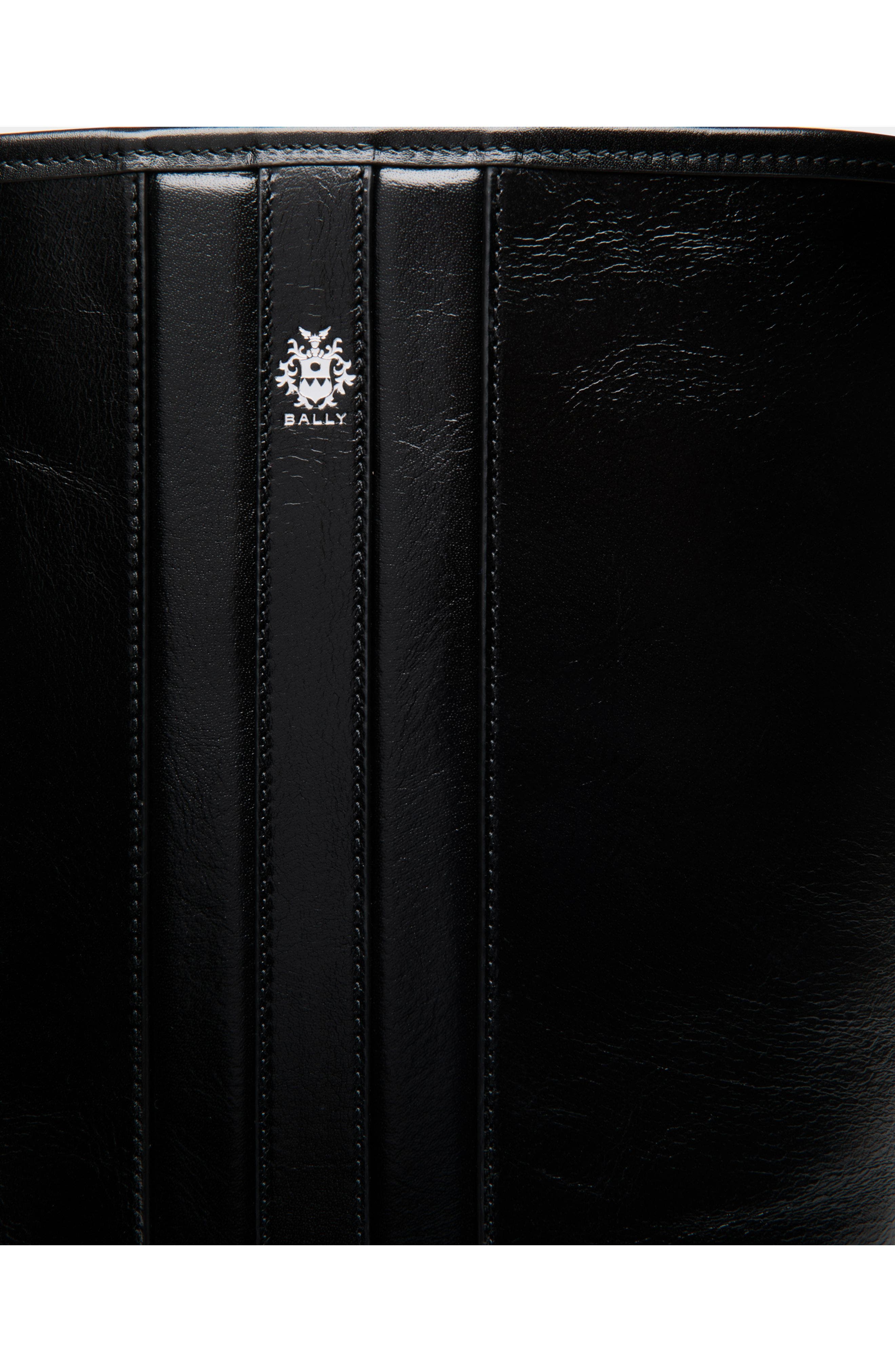 Bally Signature Bucket Bag in Buffalo Leather, Alternate, color, Black+Palladio