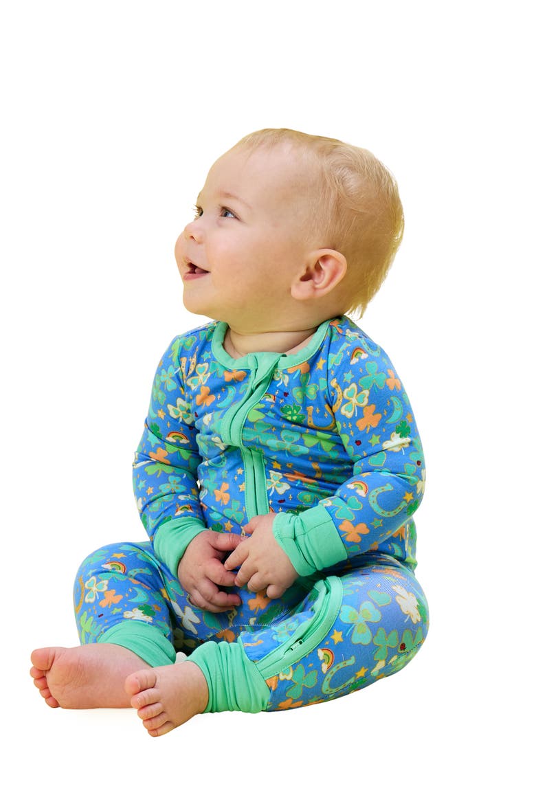 Lucky Day Fitted Convertible One-Piece Pajamas, Alternate, color, BLUE