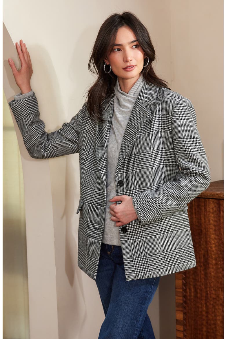 Houndstooth Blazer, Alternate, color, BLACK OFF WHITE