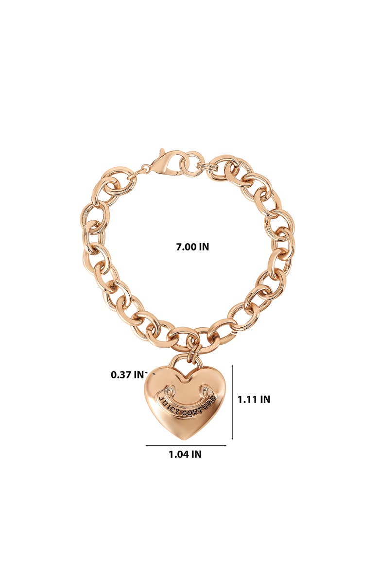 Gold-Tone Chain Bracelet with Heart Charm, Alternate, color, Gold