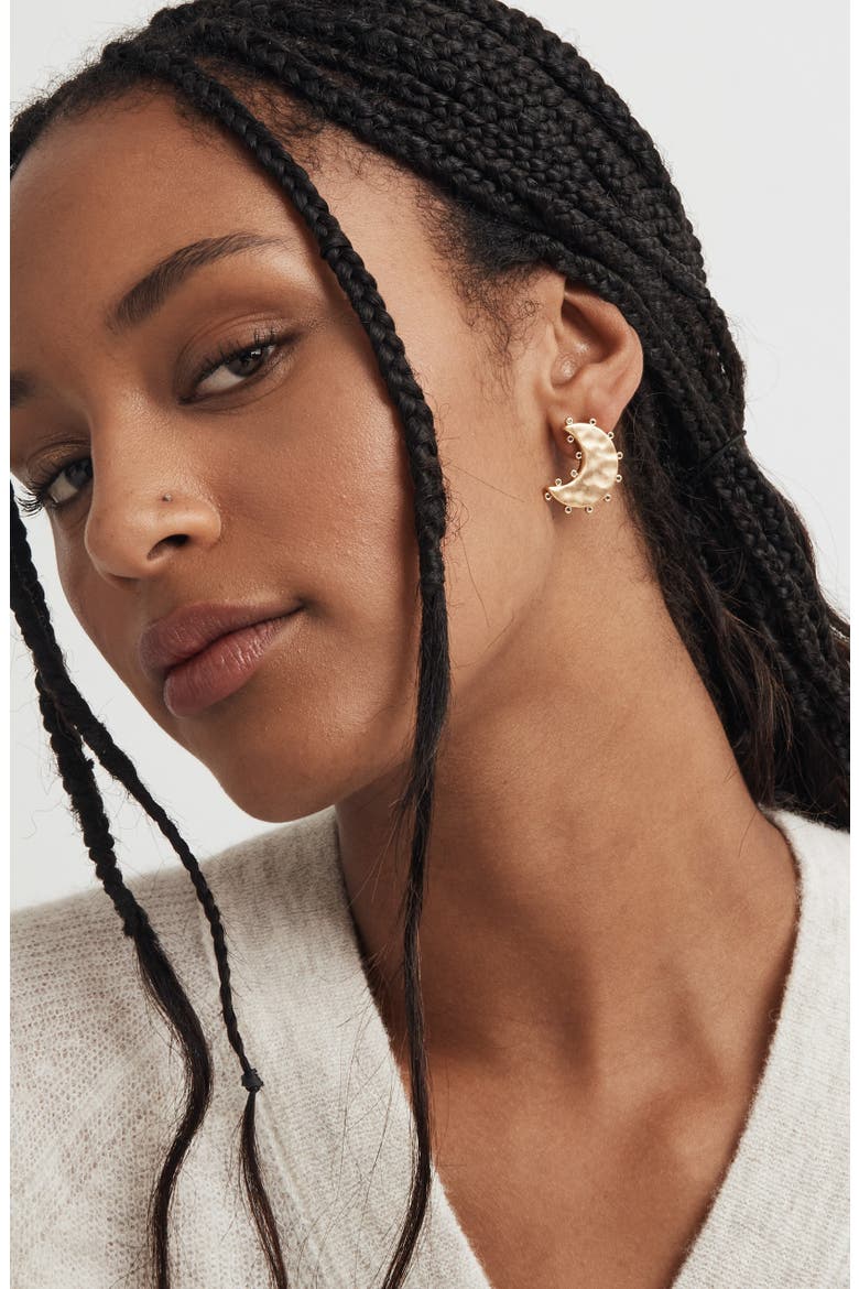 Celestial Moon Statement Stud Earrings, Alternate, color, VINTAGE GOLD