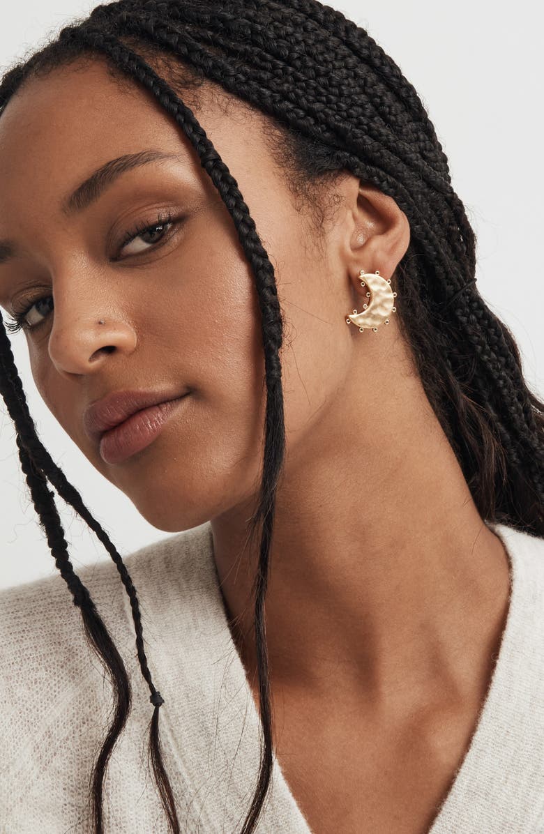 Madewell Celestial Moon Statement Stud Earrings, Alternate, color, Vintage Gold