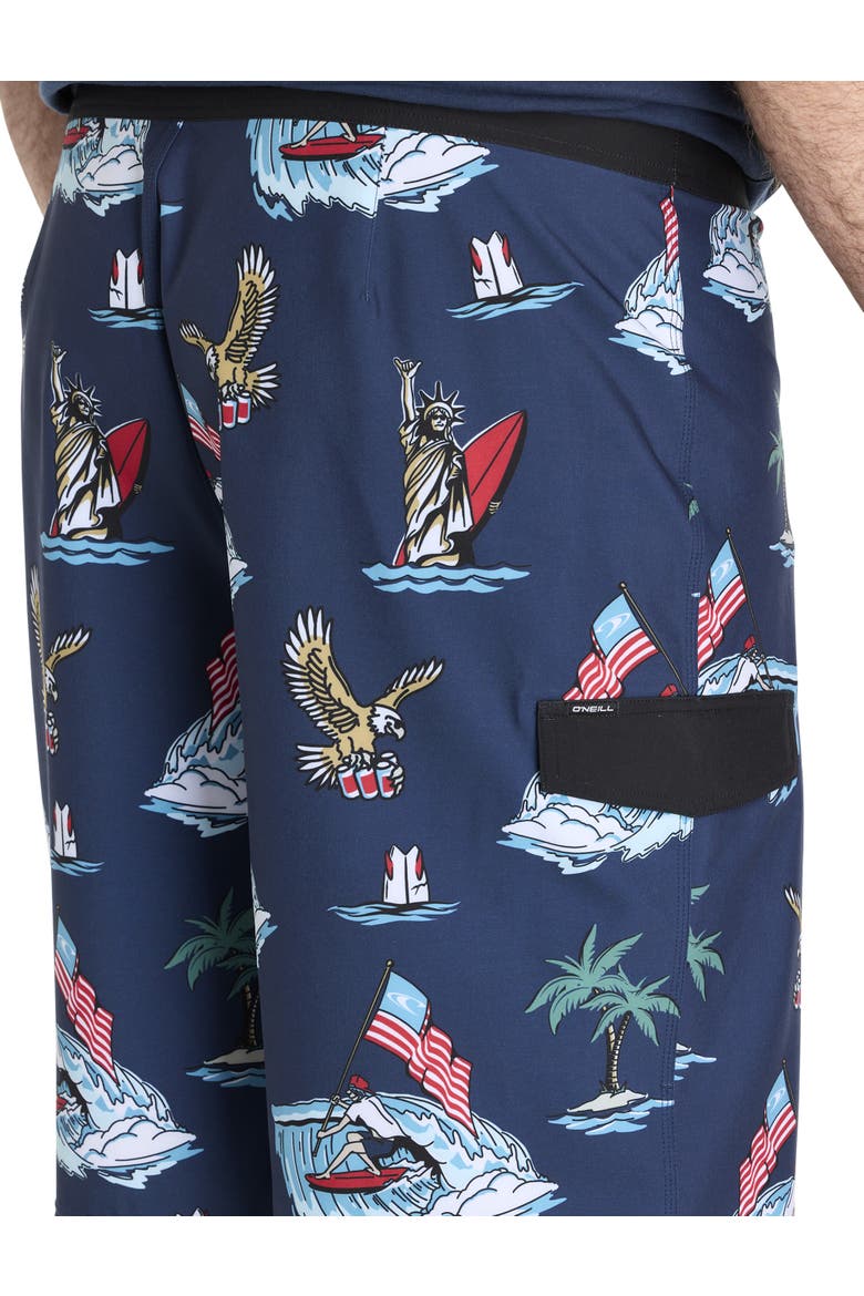 Big & Tall Lennox USA Swim Trunks, Alternate, color, NAVY