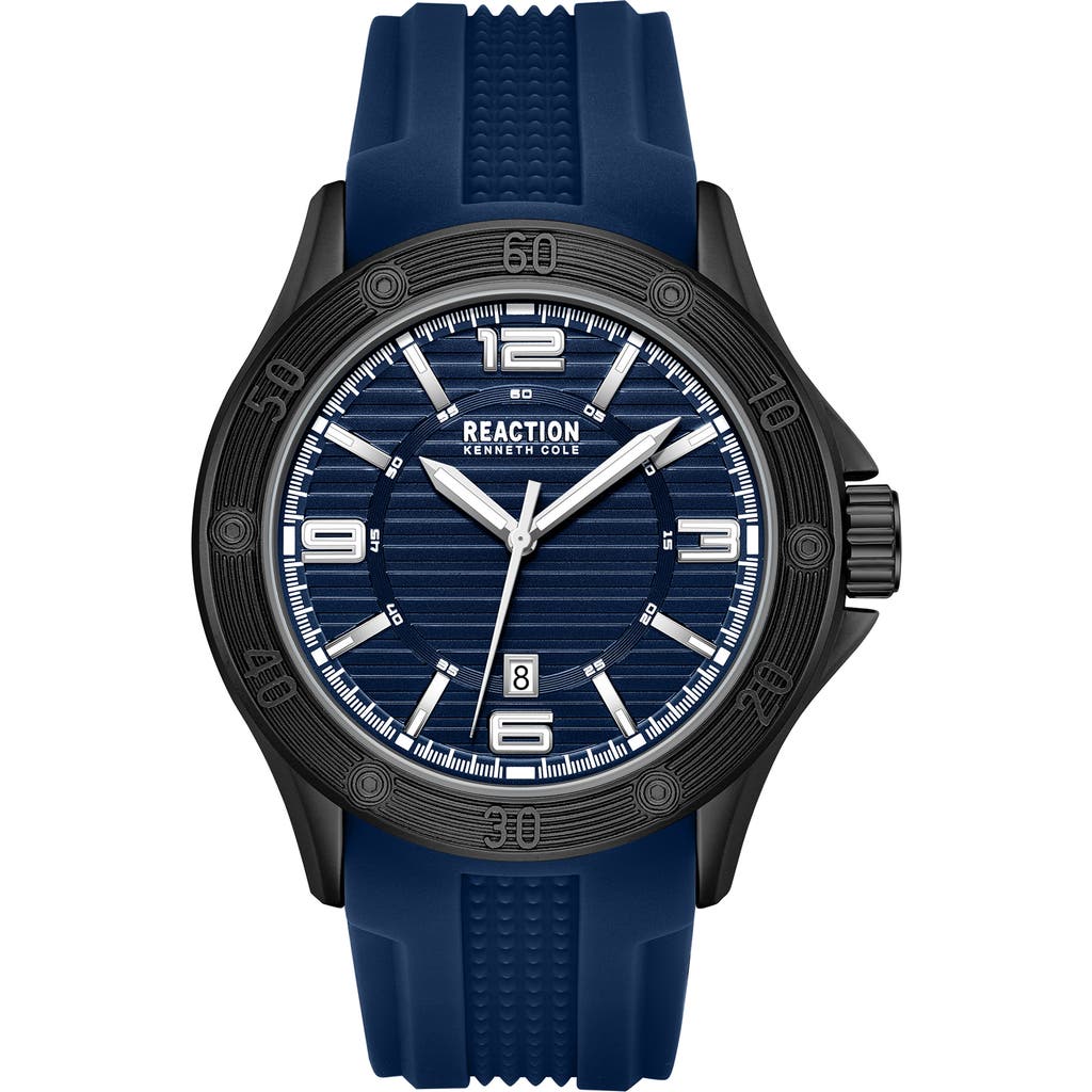 Kenneth Cole Reaction Three Hand Quartz Silicone Strap Watch, 43mm