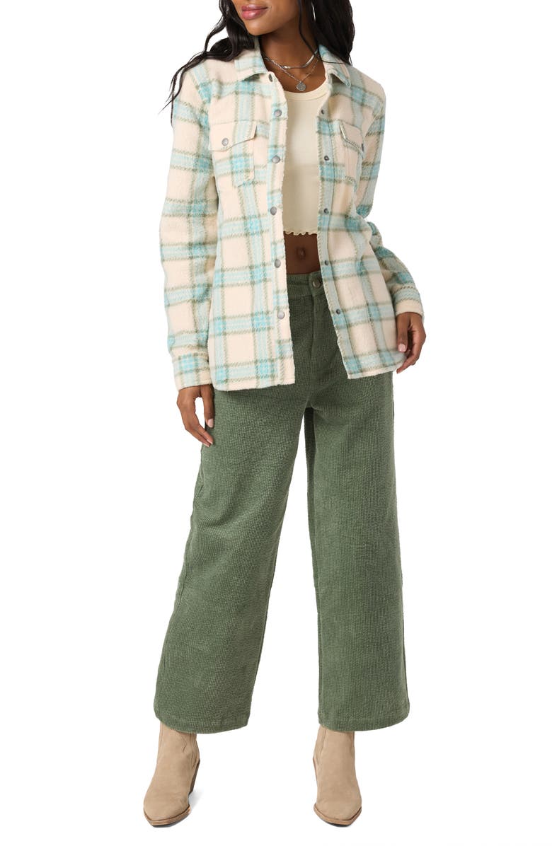 O'Neill Zuma Print High Pile Fleece Shirt Jacket, Alternate, color, Simply Taupe