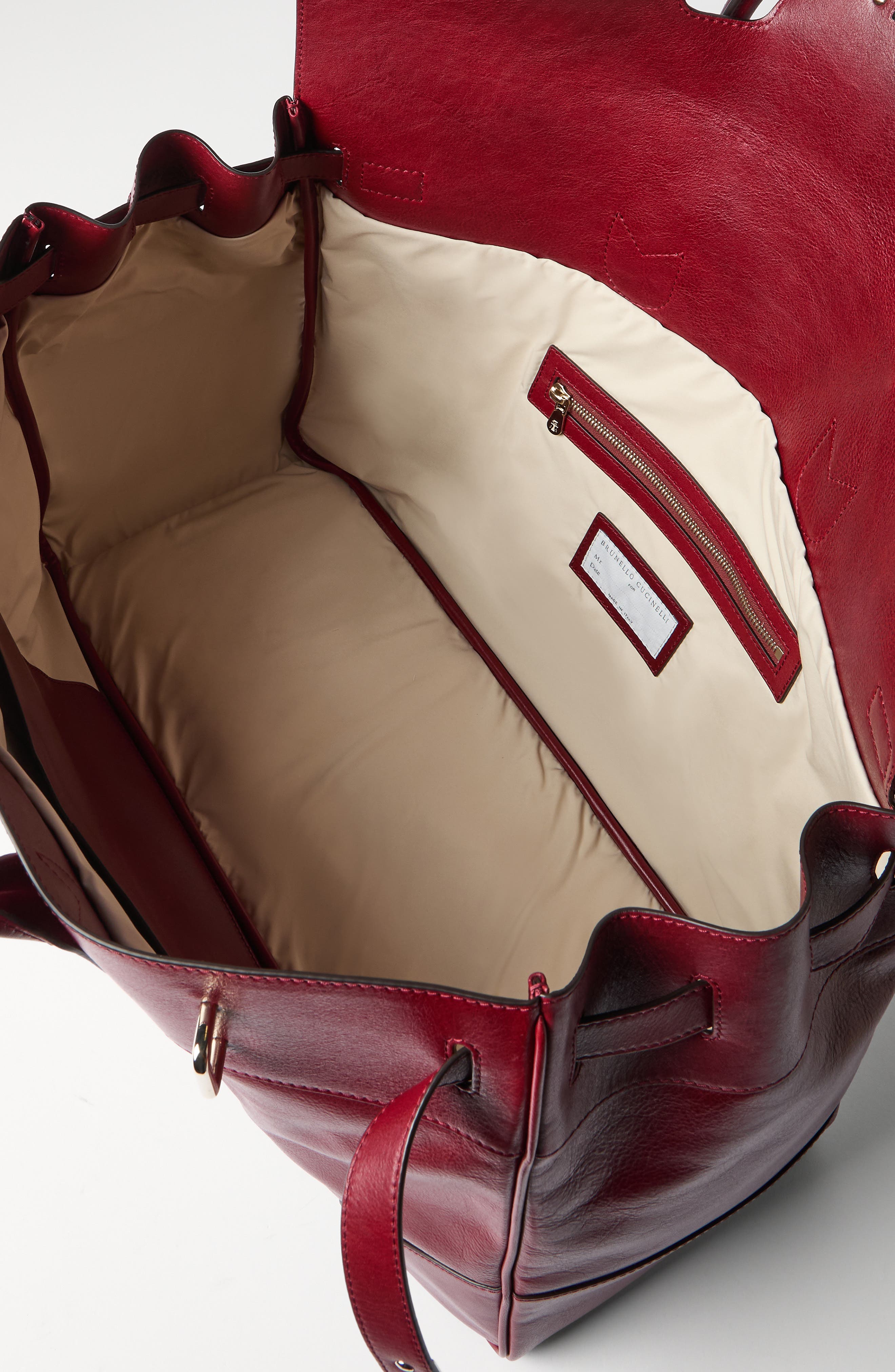 Brunello Cucinelli Calfskin country bag, Alternate, color, Terracotta