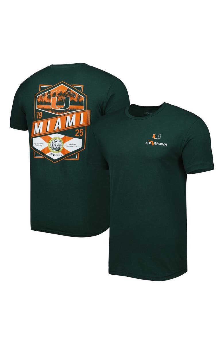 FLOGROWN Men's Green Miami Hurricanes Double Diamond Crest T-Shirt, Main, color, 