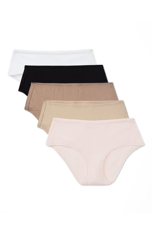 Pact Everyday Mid Rise Hipster 5-Pack Made With Organic Cotton in Core Edit at Nordstrom, Size X-Small