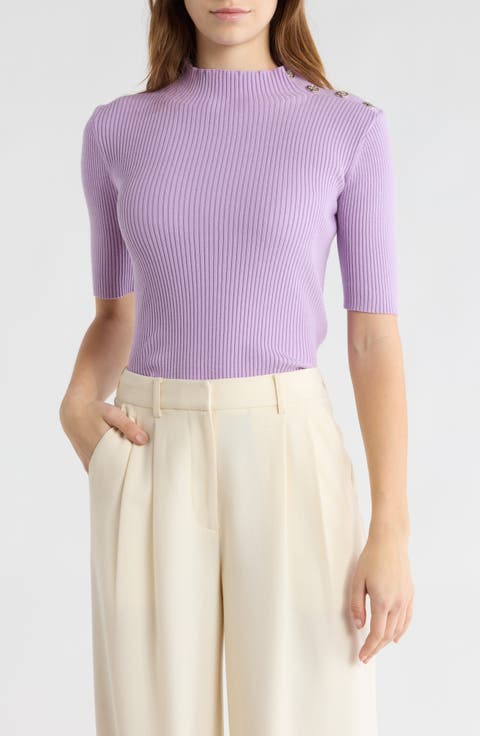 Claudia Mock Neck Short Sleeve Sweater