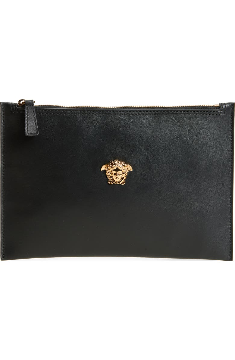 Versace Medusa Leather Pouch, Main, color,