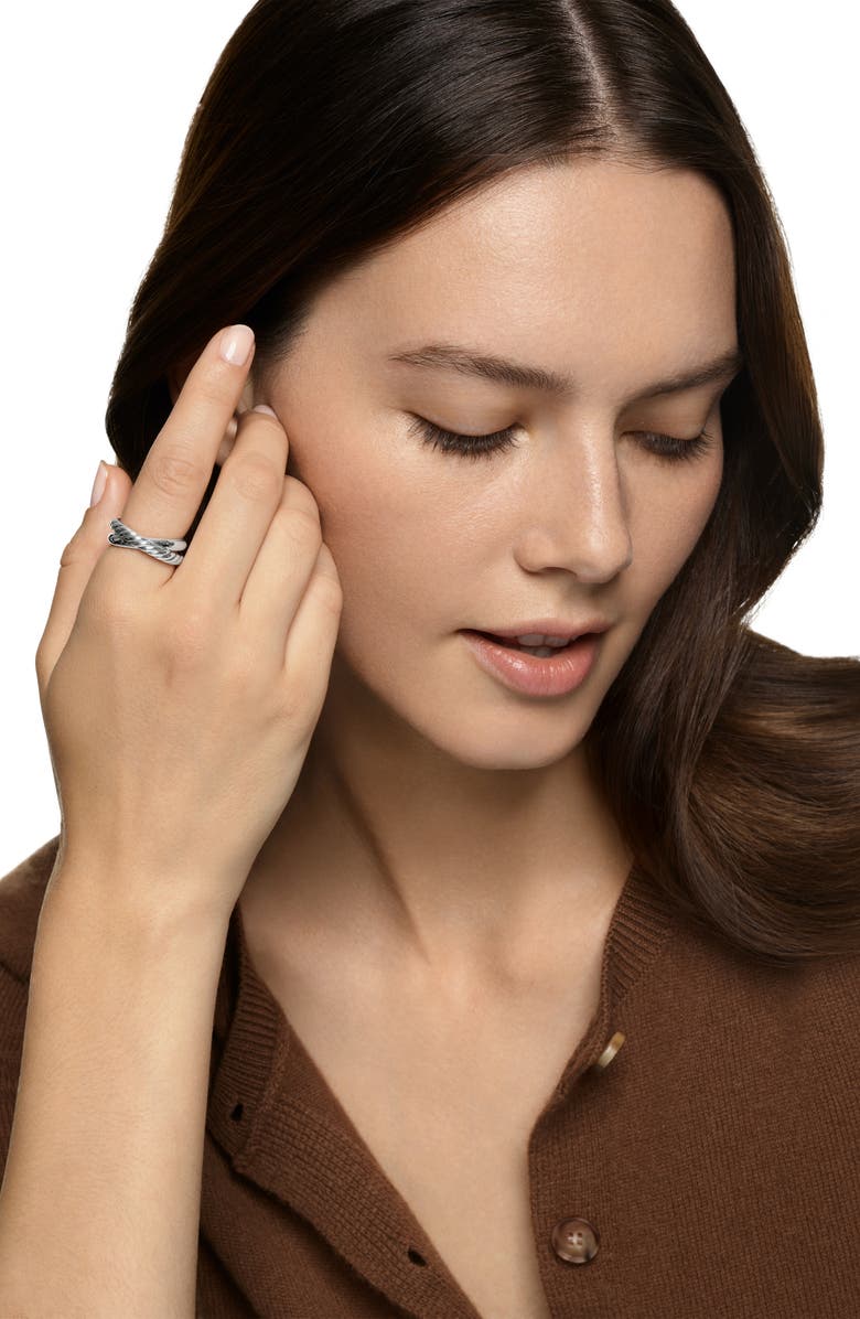 David Yurman Crossover Two Row Ring in Sterling Silver, 7.4mm, Alternate, color, Silver