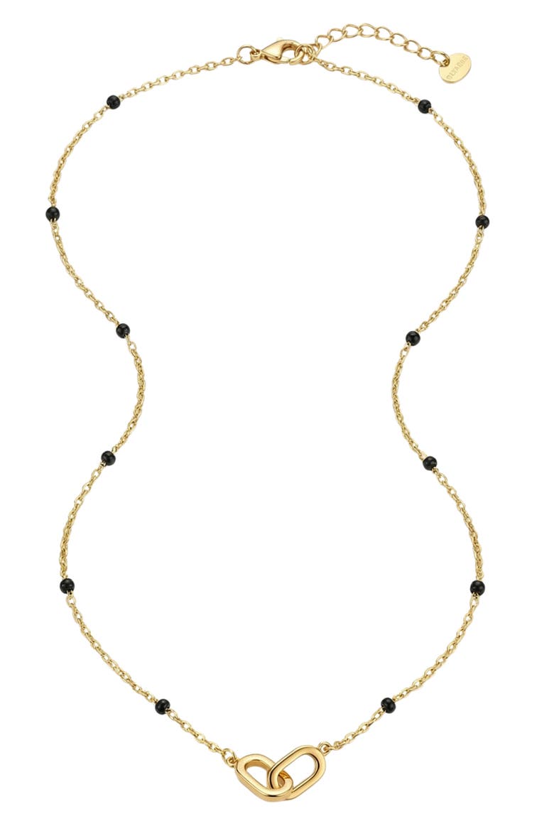 Enamel Bead Interlocking Oval Chain Necklace, Main, color, GOLD