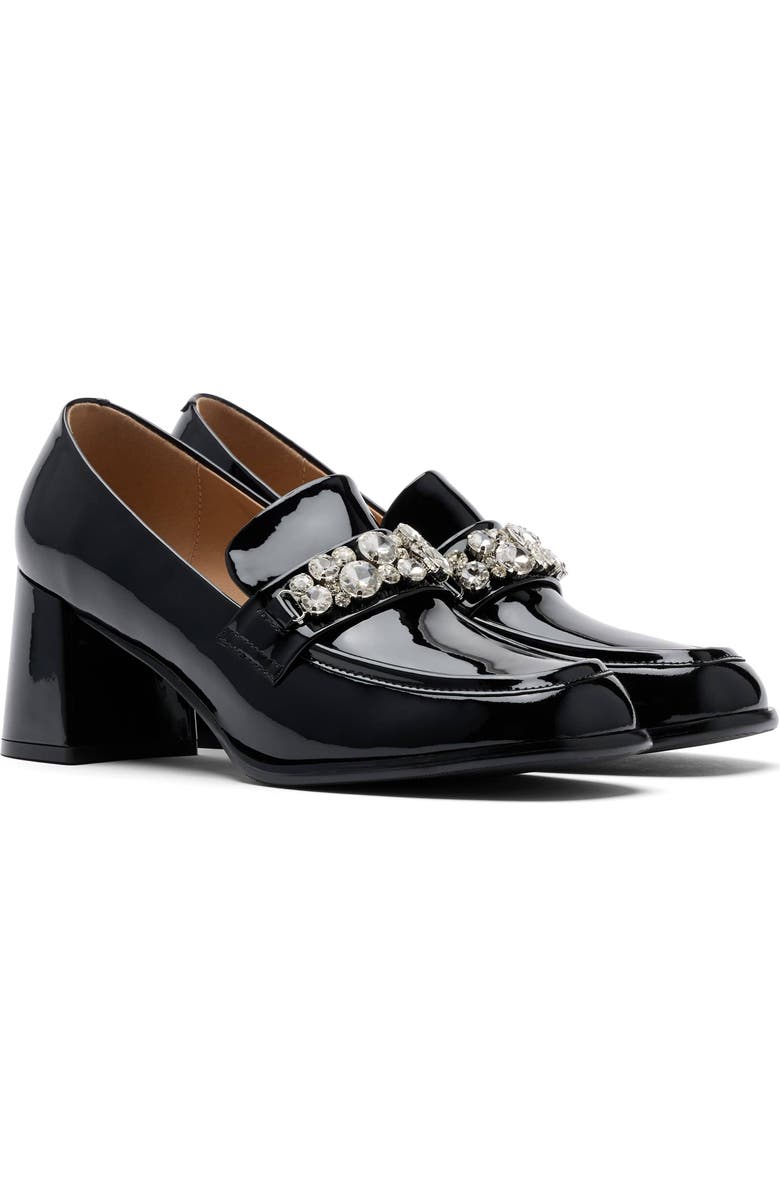 MARC NOLAN Margot Leather Penny Loafer Block Pumps, Alternate, color, Black