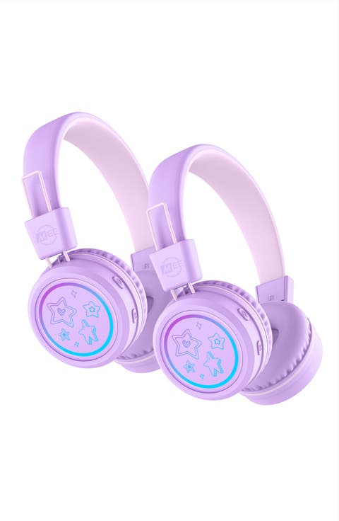 KidJamz KJ55BT (2 Pack) Bluetooth Wireless Headphones for Kids w/ LED Lights