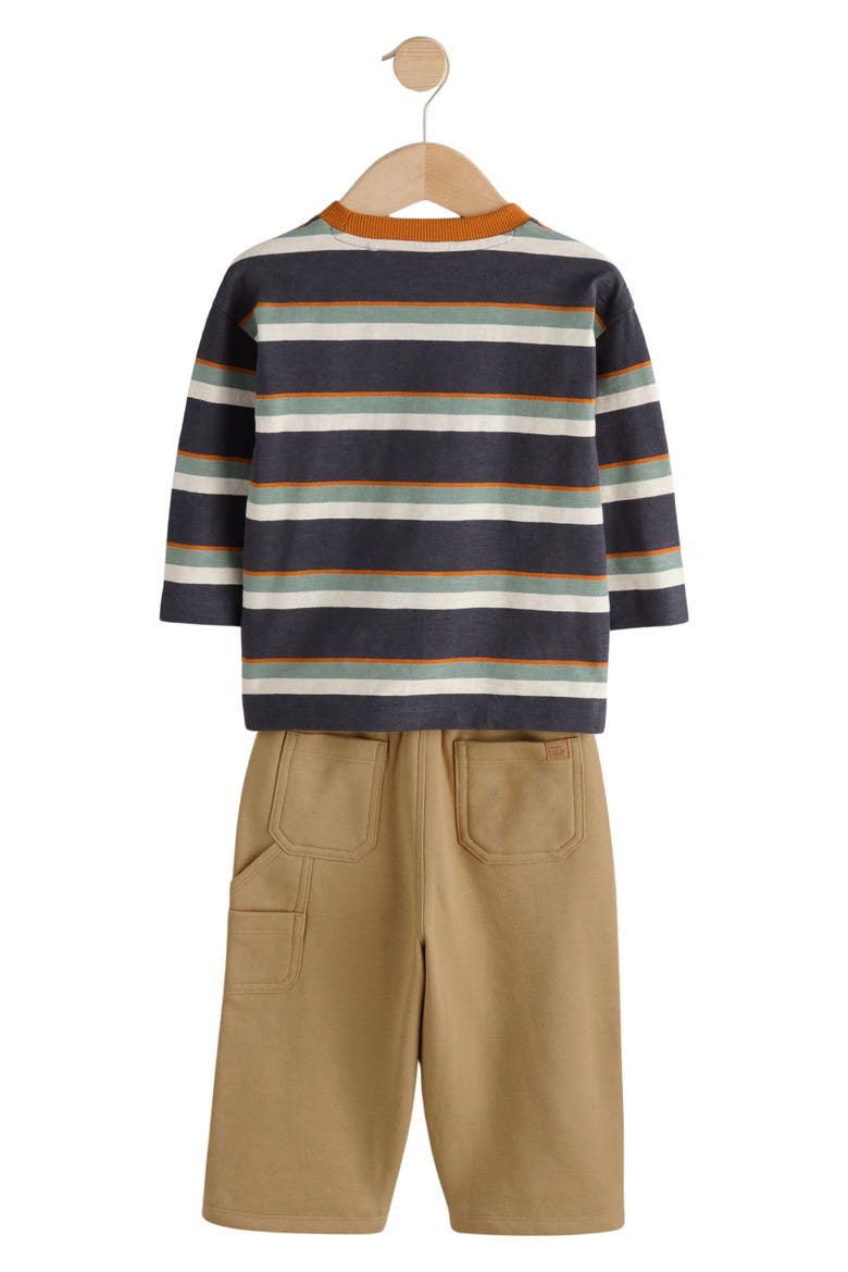 Kids' Stripe Crewneck Shirt & Sweatpants Set, Alternate, color, CHARCOAL GREY