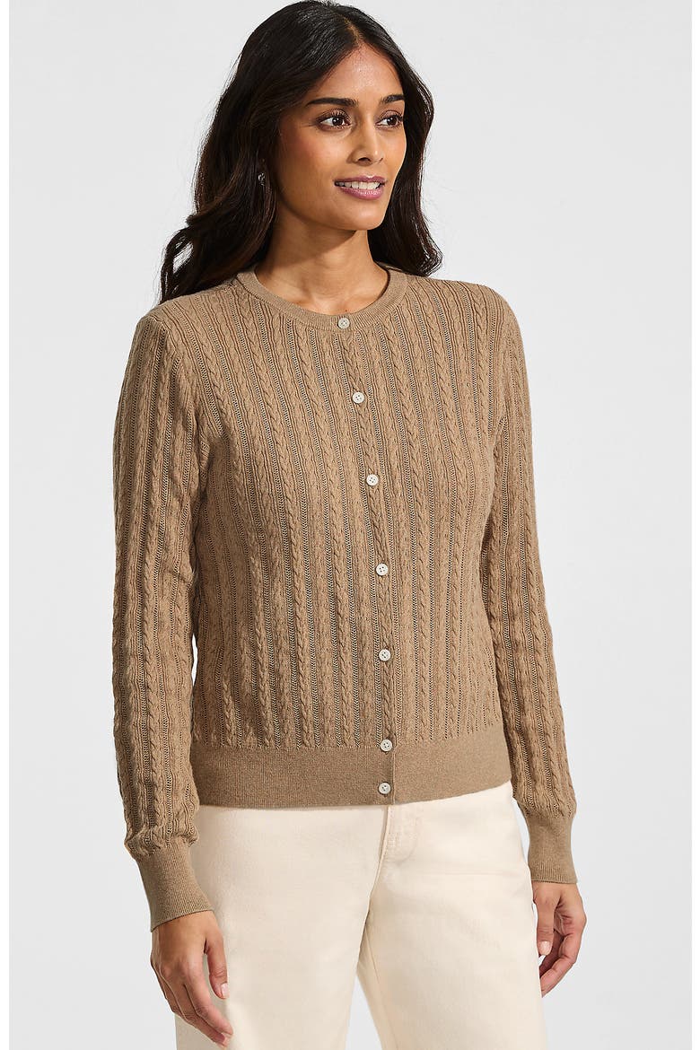 Cotton Pointelle Modern Cardigan Sweater, Main, color, Vicuna Heather