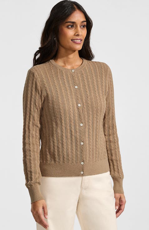 Cotton Pointelle Modern Cardigan Sweater