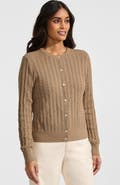 Lands' End Cotton Pointelle Modern Cardigan Sweater