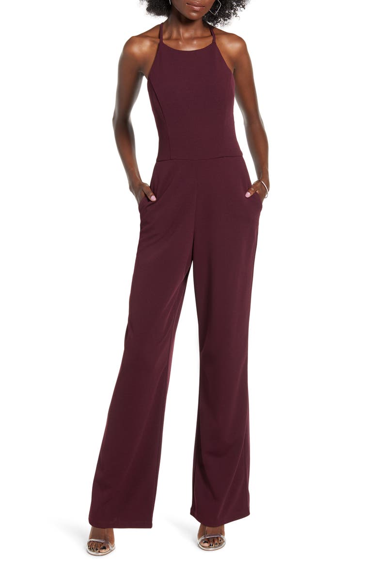 Lace Back Jumpsuit, Main, color, AUBERGINE