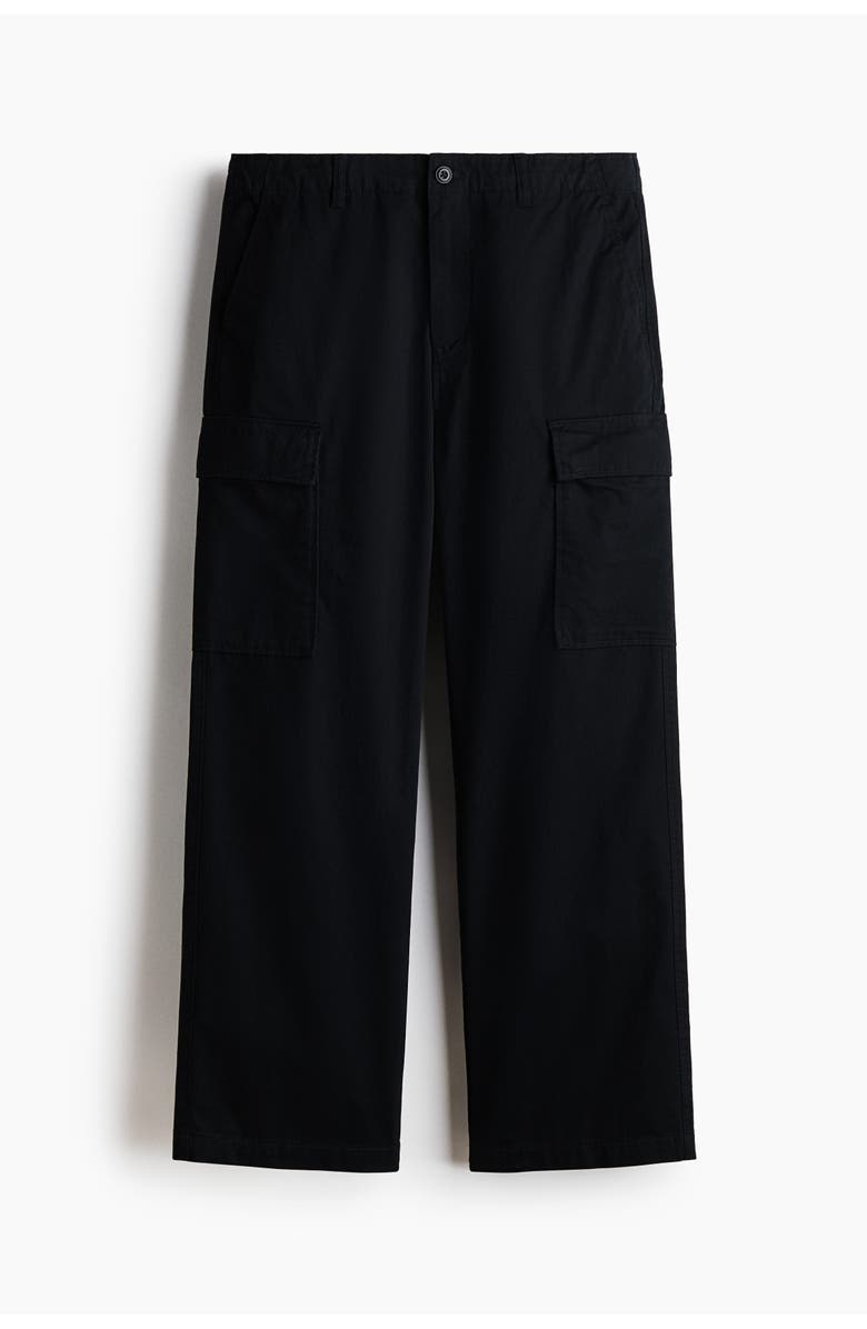 H&M Relaxed-fit cotton cargo pants, Alternate, color, Black