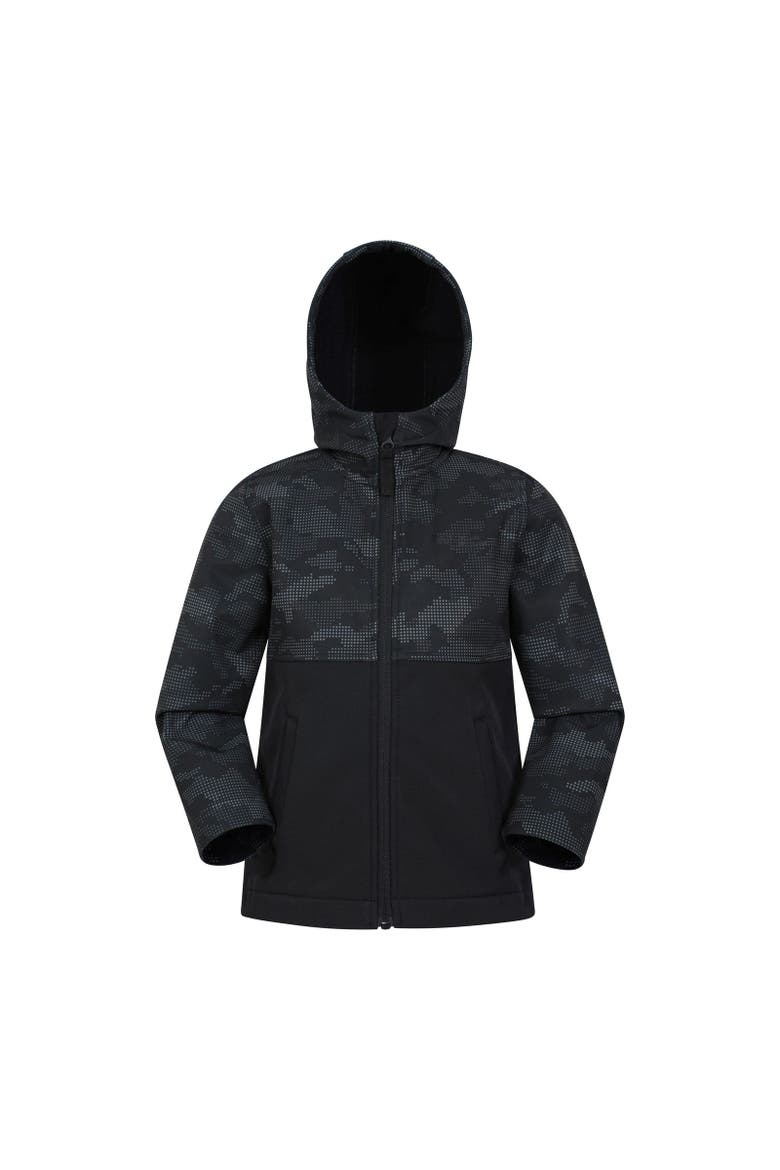 Childrens/Kids Exodus Camouflage Soft Shell Jacket, Main, color, Black