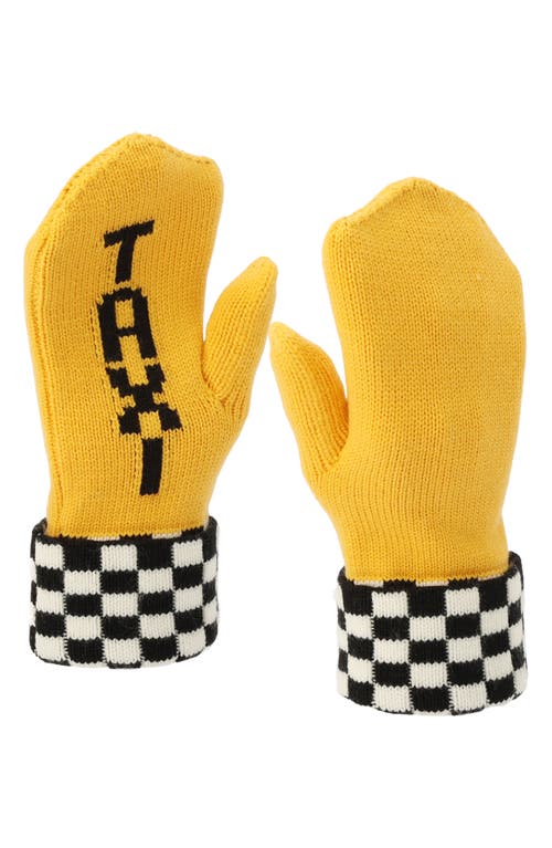 Kate Spade New York Taxi Checkerboard Graphic Mittens In Gold