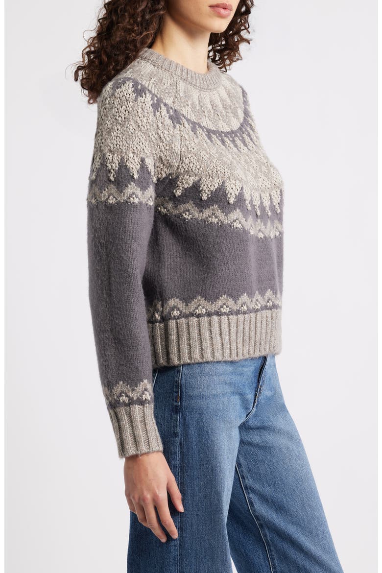 Lela Fair Isle Raglan Sweater, Alternate, color, WASHED BLACK COMBO