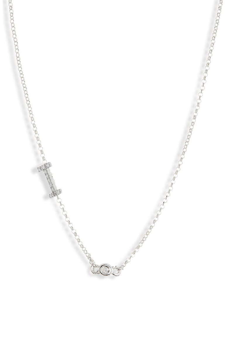 Bezel Diamond Initial Chain Necklace - 0.2ct., Main, color, WHITE-I