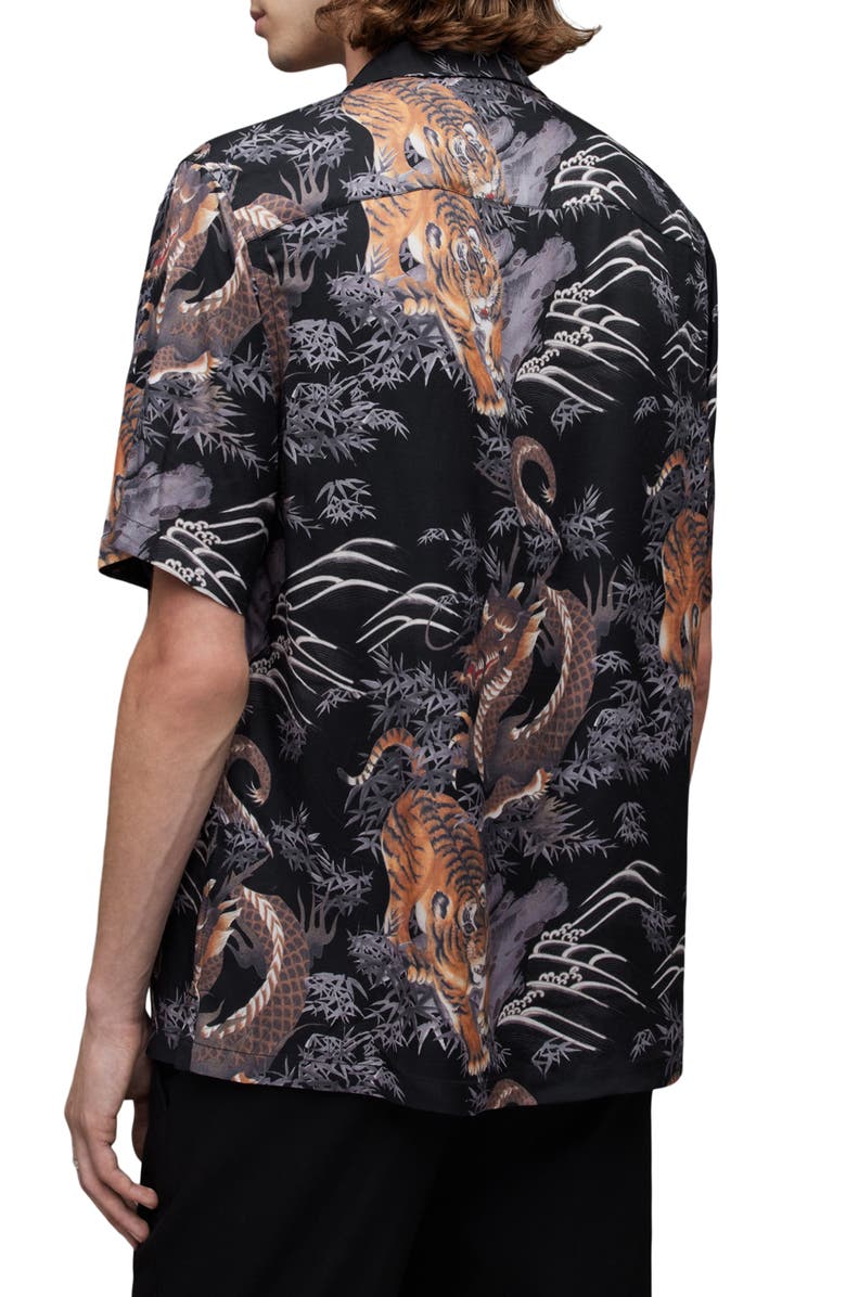 AllSaints Kali Relaxed Fit Tiger & Dragon Print Camp Shirt, Alternate, color, 