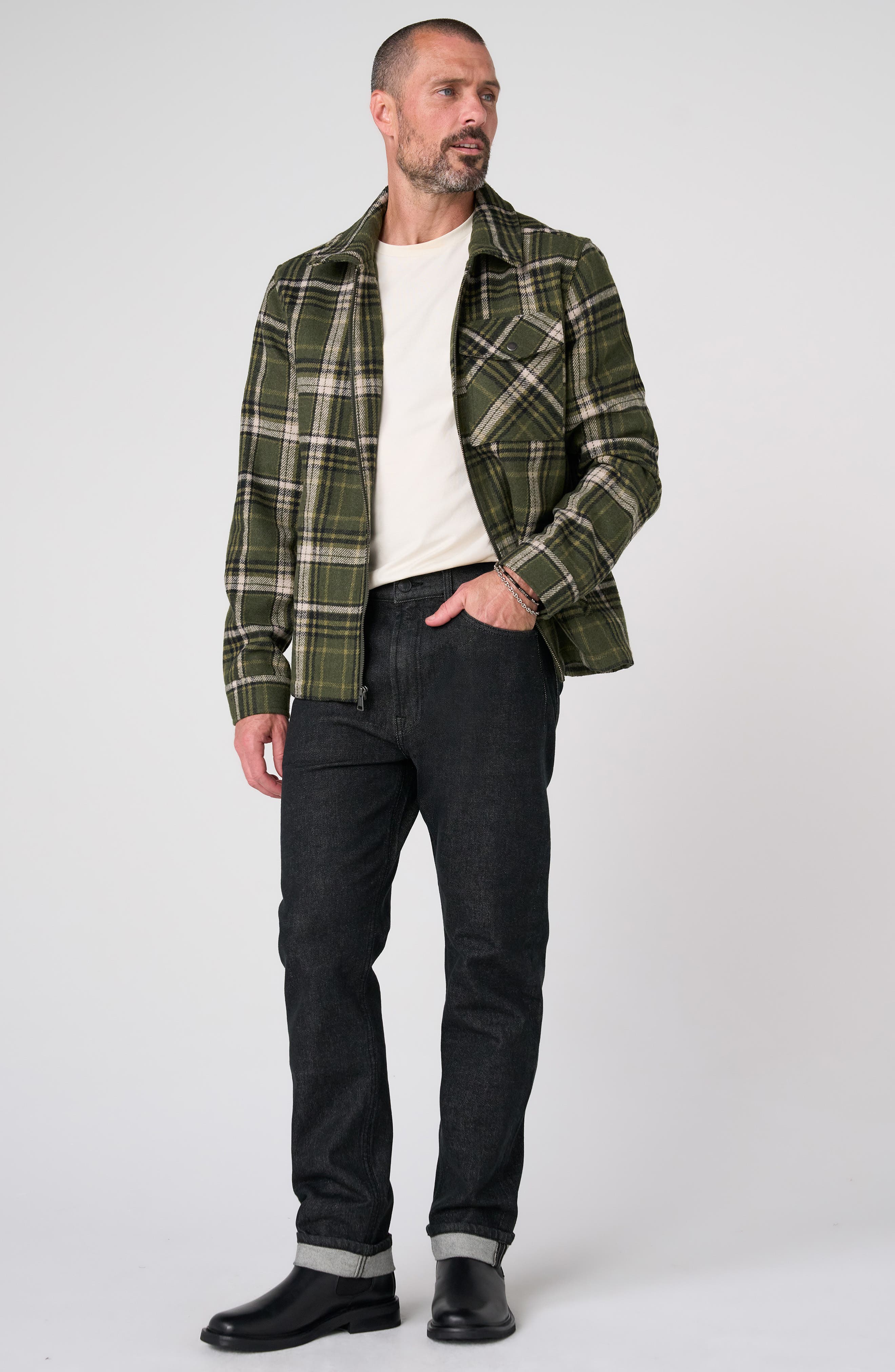 Liverpool Los Angeles Plaid Flap Pocket Zip Shirt Jacket (Men) | Nordstrom