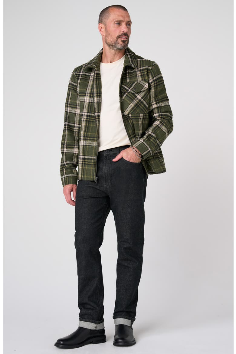 Plaid Flap Pocket Zip Shirt Jacket, Alternate, color, OLIVE/ BLACK MLT