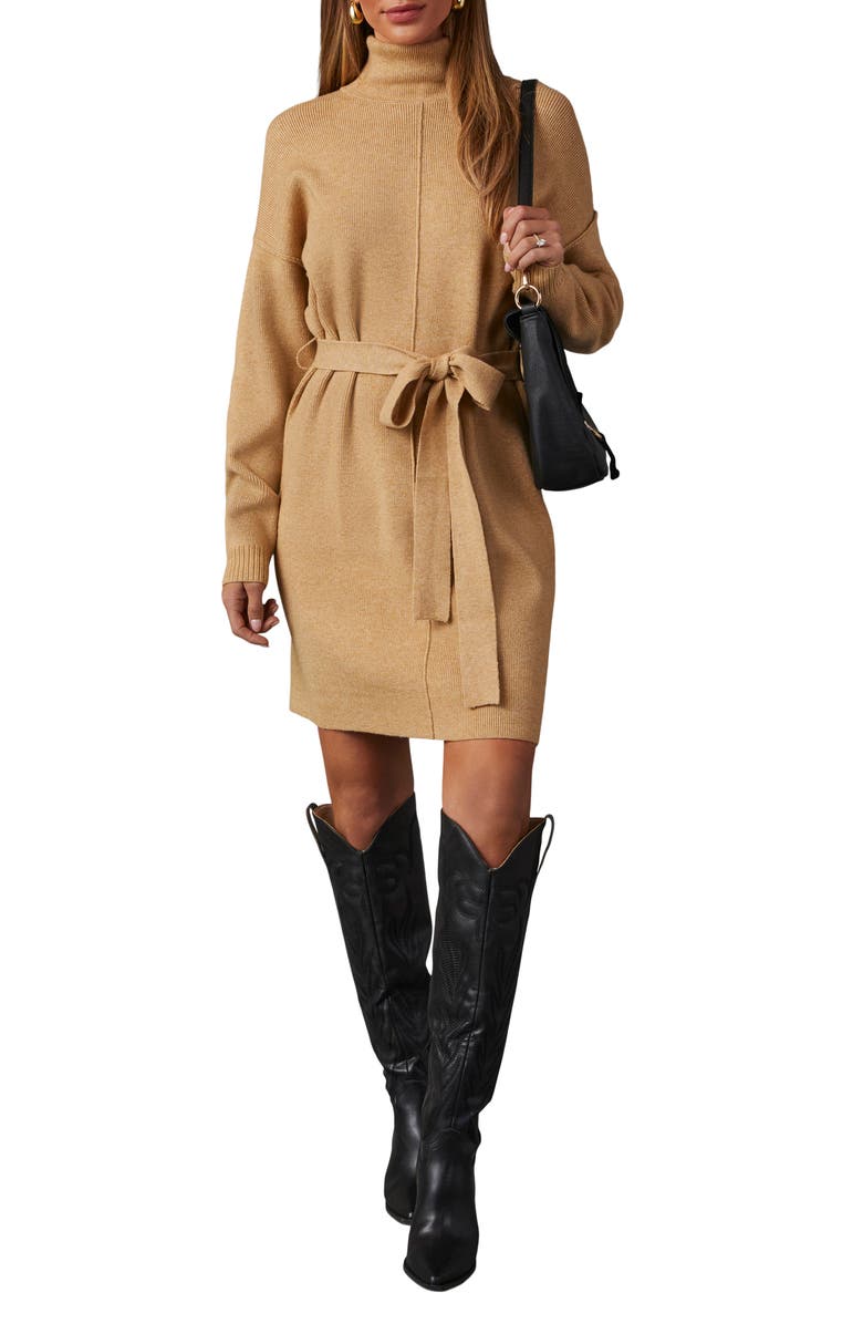 VICI Collection Marsella Long Sleeve Turtleneck Sweater Dress, Main, color,