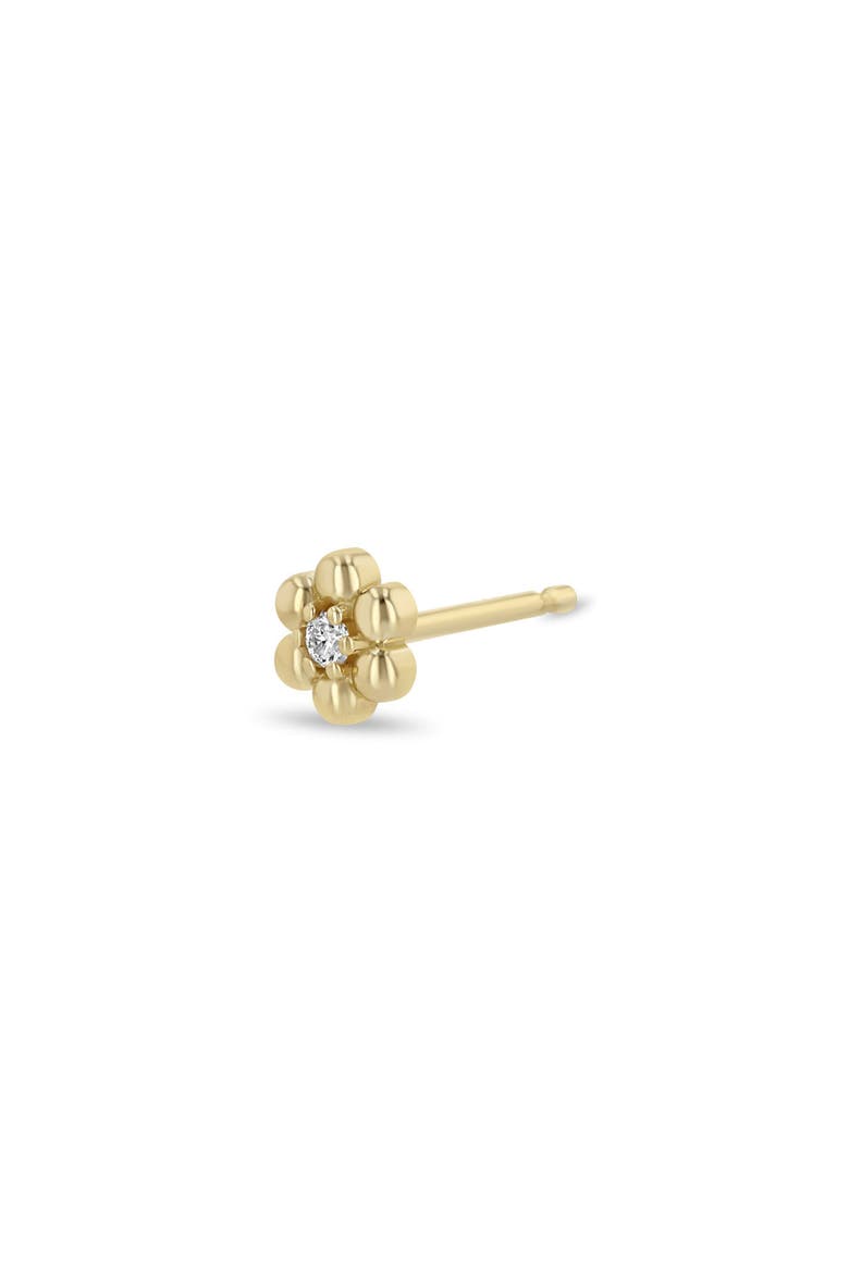 14K Yellow Gold Diamond Beaded Flower Single Stud Earring, Alternate, color, 14K YELLOW GOLD