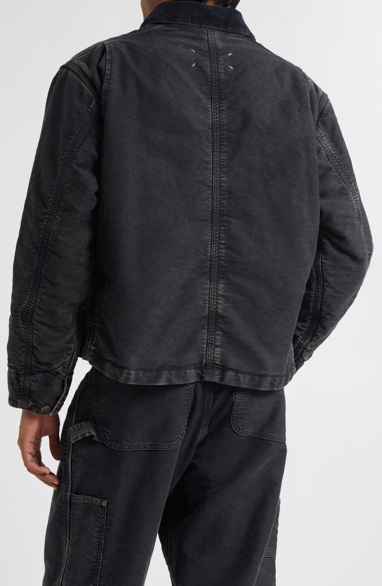 Maison Margiela Corduroy Collar Cotton Moleskin Sports Jacket, Alternate, color, Marbr Black