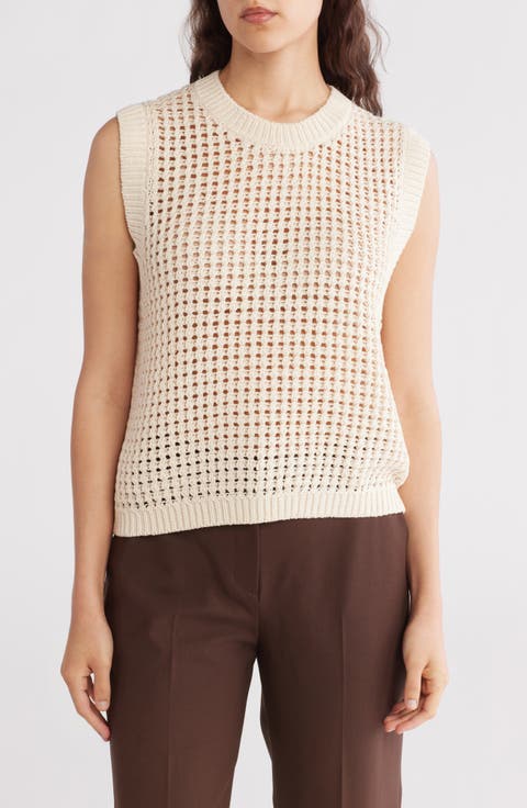 Open Stitch Pima Cotton Sweater Vest