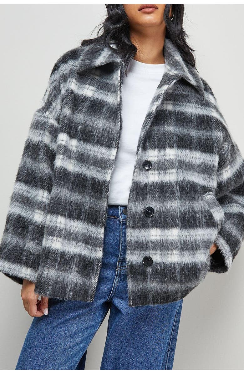 Warehouse Check Oversized Short Car Coat, Alternate, color, Multi