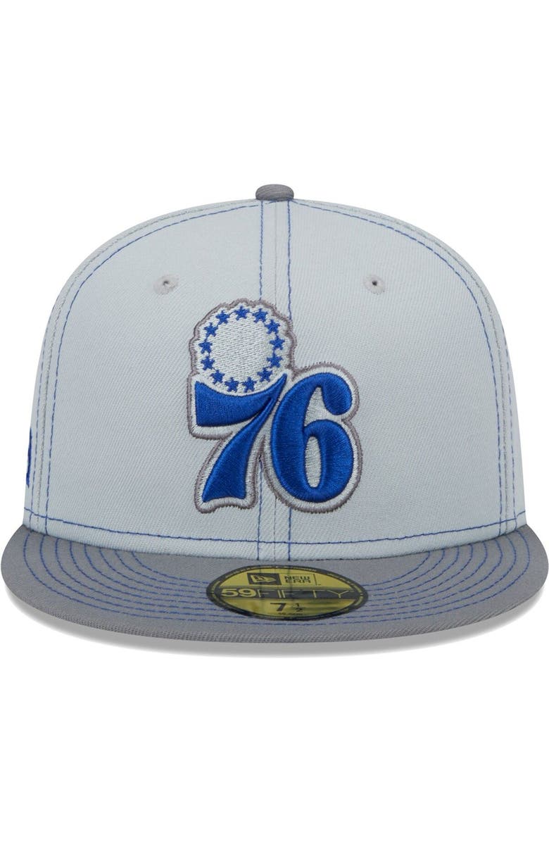 New Era Men's New Era Gray Philadelphia 76ers Color Pop 59FIFTY Fitted Hat, Alternate, color,
