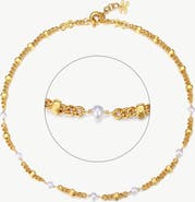 Classicharms Hexagon Bead Necklace With Freshwater Pearls
