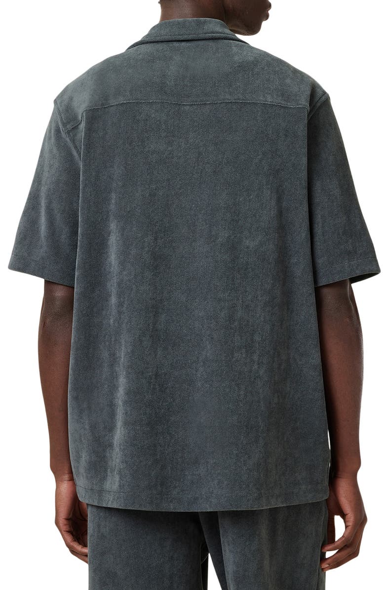AllSaints Felix Short Sleeve Toweling Camp Shirt, Alternate, color, Pitched Blue