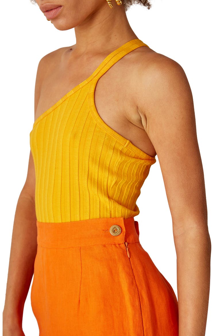 Capilla Ribbed One-Shoulder Tank Top, Alternate, color, SUNSET ORANGE