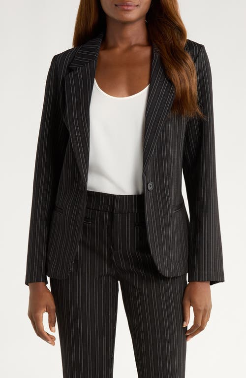 Liverpool Los Angeles Stripe Fitted One-button Blazer In Black
